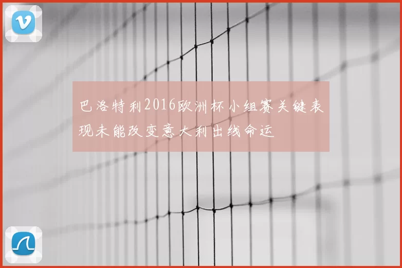 巴洛特利2016欧洲杯小组赛关键表现未能改变意大利出线命运
